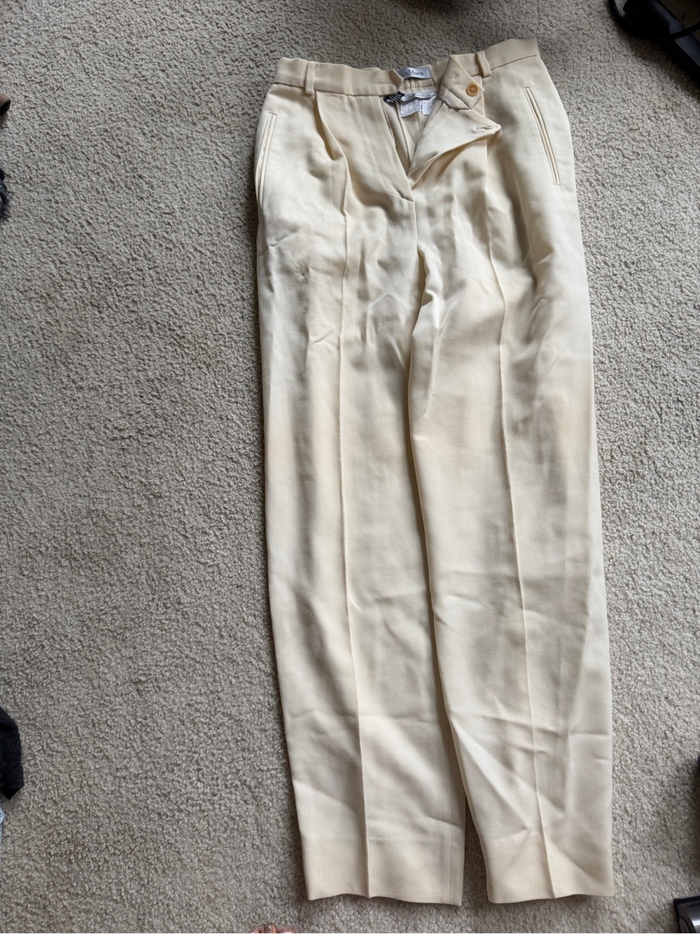 MaxMara Cream Pleated Men's Dress Trousers